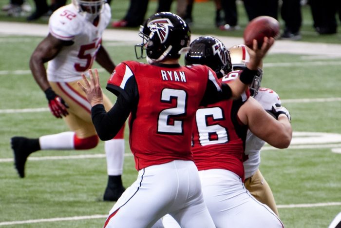 Bob Harris stole Matt Ryan and I was the Keystone Cops. Photo by Football Schedule.